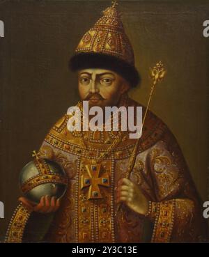 Portrait du tsar Michail Ier Fyodorovitch de Russie (1596-1645), seconde moitié du 18e cen. Trouvé dans la collection du Musée d'État de la céramique et domaine de campagne du 18ème cen. Kuskovo, Moscou. Banque D'Images