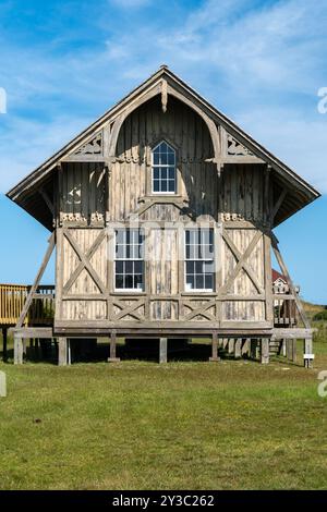 Rodanthe, Caroline du Nord - 31 août 2024 : Chicamacomico Lifesaving Station est maintenant un musée et un site historique sur l'île Hatteras dans les Outer Banks Banque D'Images