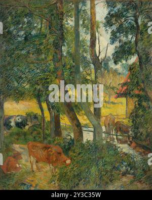 Paysage en Normandie (vaches à la fosse), 1885. Trouvé dans la Collection de la Galleria d'Arte moderna, Milan. Banque D'Images