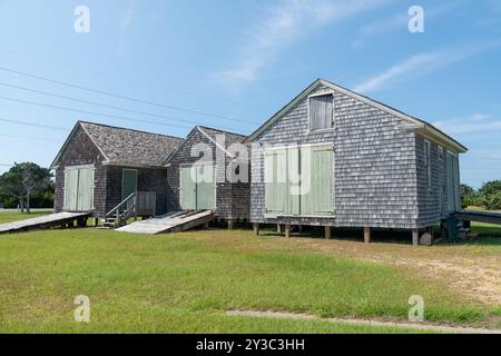 Rodanthe, Caroline du Nord - 31 août 2024 : Chicamacomico Lifesaving Station est maintenant un musée et un site historique sur l'île Hatteras dans les Outer Banks Banque D'Images