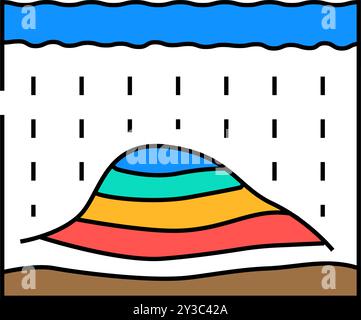 illustration couleur de l'icône d'ingénieur pétrolier de simulation de réservoir d'huile Illustration de Vecteur