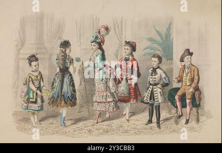 Dernières tendances de Paris et costumes de fantaisie pour enfants, 1879. Supplément à "The Queen, The Lady's Newspaper and court Chronicle", 24 mai 1879. Banque D'Images