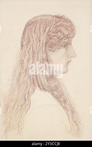 Maria Zambaco - étude de profil, 1866. Sculpteur et modèle d'artiste d'origine grecque, favorisé par les préraphaélites. Banque D'Images