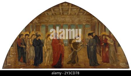 Cupidon et Psyché - Palace Green Murals - Psyché entrant dans les portails de l'Olympe, 1881. Une scène tirée du poème épique de William Morris, 'The Earthly Paradise'. Banque D'Images