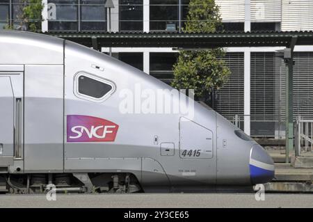 Train à grande vitesse français (TGV Stuttgart-Paris), gare principale, Stuttgart, Bade-Wuerttemberg, Allemagne, Europe Banque D'Images