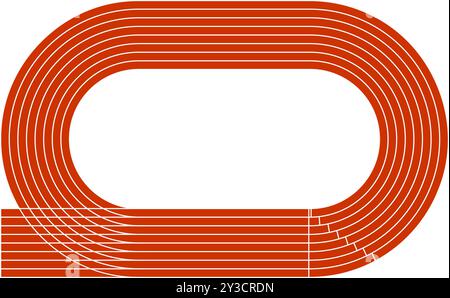 Piste de course rouge. Vue aérienne du stade de sport. Hippodrome pour sprint, marathon ou autres compétitions athlétiques isolé sur fond blanc. Illustration vectorielle plate. Illustration de Vecteur