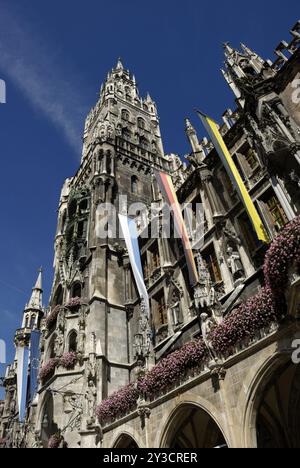 Nouvel hôtel de ville sur Marienplatz, Munich Banque D'Images