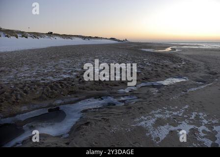 Crépuscule sur la plage près de Westerland, Sylt, Schleswig-Holstein, Allemagne, Europe Banque D'Images