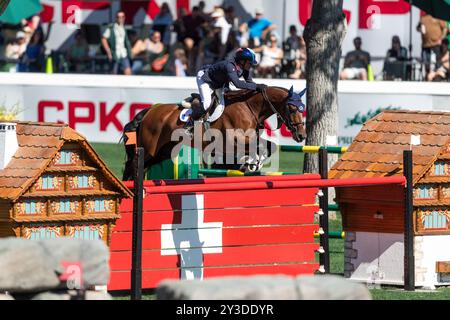 Calgary, Canada - 7 septembre 2024. Olivier Robert, de France, pilote Iglesisa DV, participe à la Coupe des Nations BMO lors du CSIO Spruce Meadows - Master Banque D'Images