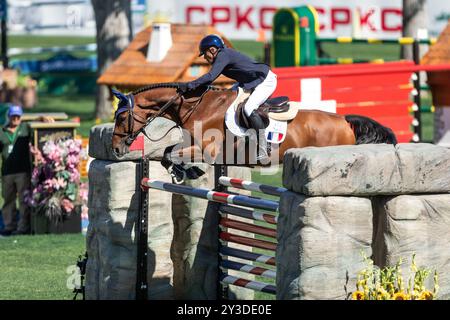 Calgary, Canada - 7 septembre 2024. Olivier Robert, de France, pilote Iglesisa DV, participe à la Coupe des Nations BMO lors du CSIO Spruce Meadows - Master Banque D'Images