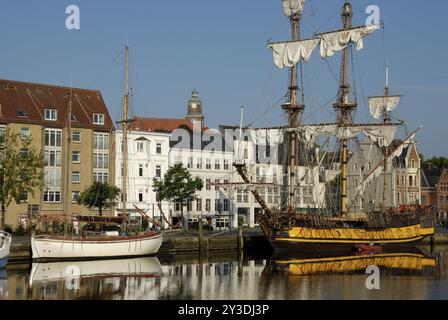 Frégate russe Shtandart, Flensburg, Schleswig-Holstein, Allemagne, Europe Banque D'Images