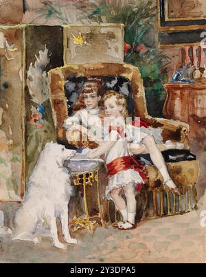 Michel et Xenia, enfants du tsar Alexandre III, 1881-1882. Banque D'Images