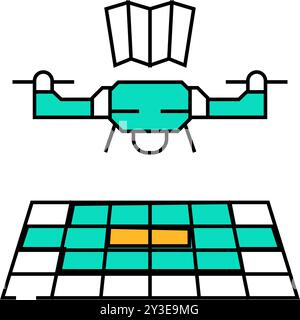 illustration en couleur de l'icône de cartographie de drone Illustration de Vecteur