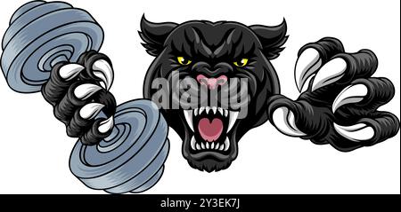 Mascotte Black Panther Jaguar haltérophilie Illustration de Vecteur