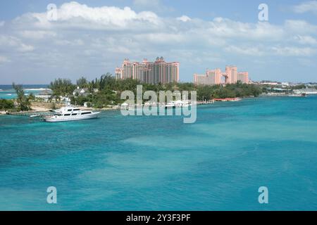 Nassau, Bahamas - 15 avril 2008 : vue sur le complexe hôtelier de luxe Atlantis, sur Paradise Island Banque D'Images