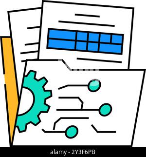 illustration en couleur de l'icône de processus métier de gouvernance de données Illustration de Vecteur