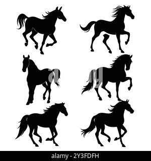 Horse silhouettes Collection Vector Art. Illustration de Vecteur