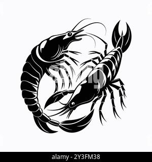 Illustration vectorielle élégante de silhouette de crevettes isolées. Illustration de Vecteur