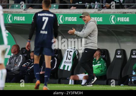 13 septembre 2024, Rhénanie-du-Nord-Westphalie, Münster : football : Bundesliga 2, SC Preußen Münster - SC Paderborn 07, journée 5 au Stadion an der Hammer Straße. L’entraîneur de Münster, Sascha Hildmann, se tient sur la ligne de touche. Photo : Friso Gentsch/dpa - NOTE IMPORTANTE : conformément aux règlements de la DFL German Football League et de la DFB German Football Association, il est interdit d'utiliser ou de faire utiliser des photographies prises dans le stade et/ou du match sous forme d'images séquentielles et/ou de séries de photos de type vidéo. Banque D'Images