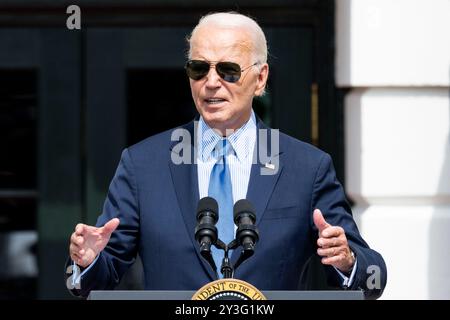 Washington, District de Columbia, États-Unis. 13 septembre 2024. Le président JOE BIDEN s'exprimant lors d'un événement honorant l'excellence des noirs sur la pelouse sud de la Maison Blanche à Washington, DC (image crédit : © Michael Brochstein/ZUMA Press Wire) USAGE ÉDITORIAL SEULEMENT! Non destiné à UN USAGE commercial ! Banque D'Images