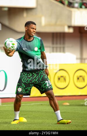 UYO, NIGERIA - SEPTEMBRE 07 : Raphael Onyedika du Nigeria lors du match de qualification de la Coupe d'Afrique des Nations {AFCON} 2025 entre le Nigeria et le Bénin Re Banque D'Images