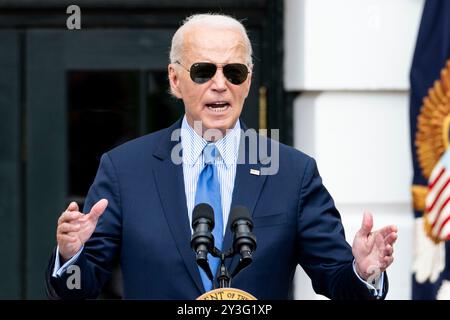 Washington, District de Columbia, États-Unis. 13 septembre 2024. Le président JOE BIDEN s'exprimant lors d'un événement honorant l'excellence des noirs sur la pelouse sud de la Maison Blanche à Washington, DC (image crédit : © Michael Brochstein/ZUMA Press Wire) USAGE ÉDITORIAL SEULEMENT! Non destiné à UN USAGE commercial ! Banque D'Images