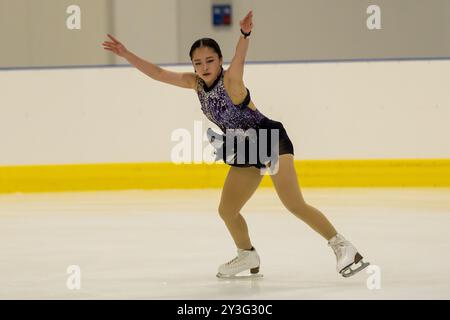 Rinka WATANABE (JPN) lors du programme court féminin le 13 septembre 2024 au IceLab Bergamo circuit, Italie lors du Challenger Series Lombardia Trophy, compétition de patinage sur glace à Bergame, Italie, le 13 septembre 2024 Banque D'Images