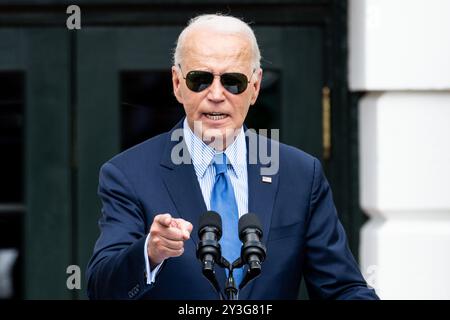 Washington, États-Unis. 13 septembre 2024. Président Joe Biden s'exprimant lors d'un événement honorant l'excellence des noirs sur la pelouse sud de la Maison Blanche à Washington, DC crédit : SOPA images Limited/Alamy Live News Banque D'Images