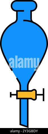illustration en couleur de l'icône de laboratoire de verrerie chimique de l'entonnoir séparateur Illustration de Vecteur