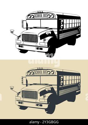 Illustration vectorielle stylisée d'un autobus scolaire Illustration de Vecteur