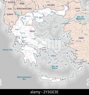 Simple carte de contour de la Grèce coloriage Illustration de Vecteur