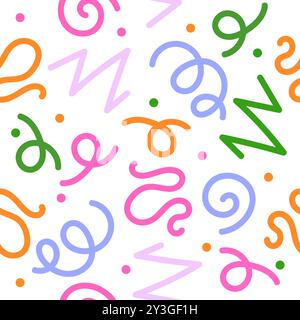 Toile de fond simple et enfantine. Ligne colorée doodle motif sans couture. Fond d'art de style minimaliste créatif pour les enfants ou design tendance Illustration de Vecteur