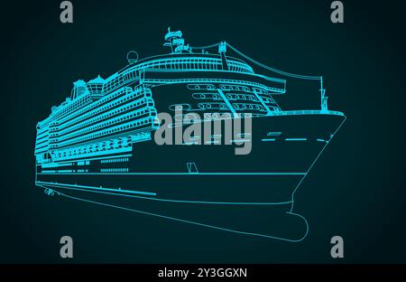 Illustration vectorielle stylisée d'un grand paquebot de croisière Illustration de Vecteur