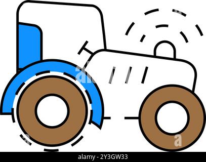 tracteur avec icône gps en couleur Illustration de Vecteur