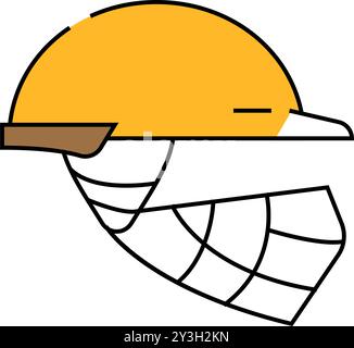 casque joueur de cricket tête de protection accessoire icône couleur illustration Illustration de Vecteur
