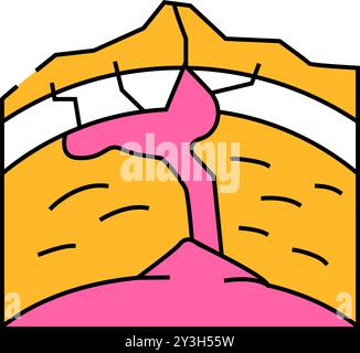 illustration en couleur de l'icône du processus de formation du volcan Illustration de Vecteur