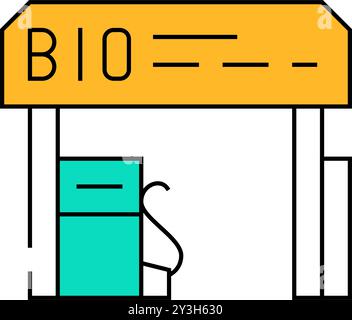 illustration en couleur de l'icône de la station de ravitaillement en biogaz Illustration de Vecteur