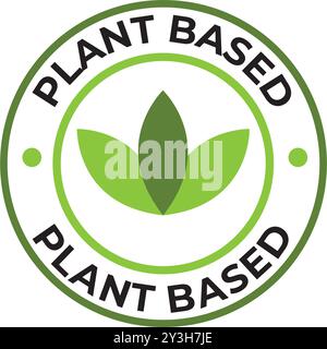 Badge végétalien à base d'usine, icône écologique. Symbole végétarien approprié logo feuille panneau plante Illustration de Vecteur