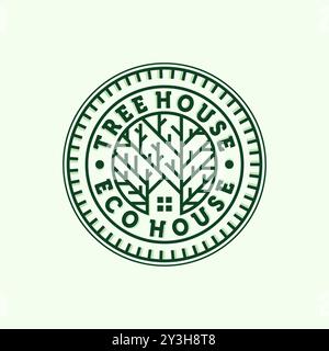 Design d'illustration logo Maison Premium. ECO House, Green House ou Tree House inspiration exclusive de conception de logo. Logo simple Modern Creative nature Illustration de Vecteur