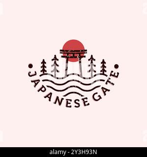 Torii ou japonais traditionnel logo de porte illustration vectorielle conception. Concept moderne Creative Torii illustration logo. Illustration de Vecteur