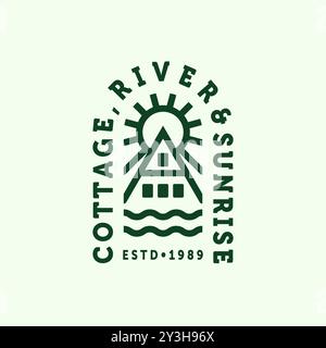 Cottage ou Cabin House logo illustration vectorielle Design. Simple Modern minimalist Real Estate logo Design. Art de ligne créatif de cabine Illustration de Vecteur