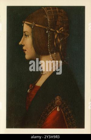 PORTRAIT D'UNE DAME. OEUVRE DE AMBROGIO DE PREDIS AVEC DES RETOUCHES DE LA BOUCHE DE LEONARDO DA VINCI. BOIS. 51 CM X 34 CM Banque D'Images