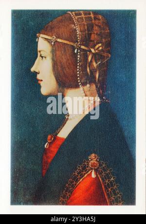 PORTRAIT D'UNE DAME. OEUVRE DE AMBROGIO DE PREDIS AVEC DES RETOUCHES DE LA BOUCHE DE LEONARDO DA VINCI. BOIS. 51 CM X 34 CM Banque D'Images