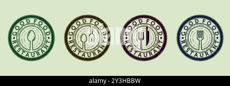 Ensemble Premium de conception d'illustration vectorielle de logo de restaurant ou de café. Collection exclusive de logo de restaurant ou de café. Illustration de Vecteur