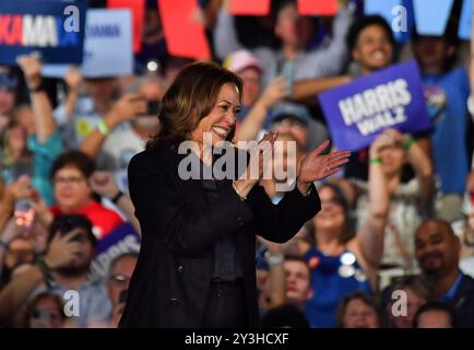 Wilkes barre, États-Unis. 13 septembre 2024. Kamala Harris vue après son discours lors d'un rassemblement de campagne à Wilkes-barre. Kamala Harris lors d'un rassemblement de campagne à Wilkes-barre, États-Unis - 13 septembre (photo par Aimee Dilger/ SOPA images/SIPA USA) crédit : SIPA USA/Alamy Live News Banque D'Images