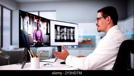 Technologie de visioconférence pour médecin et conférence en ligne avec le patient Banque D'Images