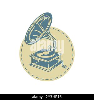 Vintage Gramophone Vector illustration - icône de musique rétro Illustration de Vecteur