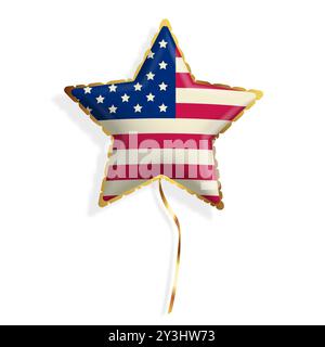 Ballon American Star. Ballons USA Party pour la décoration d'événement sur fond blanc. Décorations de fête quatrième juillet, jour de l'indépendance des États-Unis, jour du souvenir Illustration de Vecteur