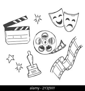 Dessin à la main Cinéma en ligne doodle Illustration de Vecteur