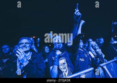 Copenhague, Danemark. 13 septembre 2024. Les amateurs de concert assistent à un concert live avec le groupe de death metal danois Strychnos lors du Copenhagen Metal Fest 2024 à Copenhague. Crédit : Gonzales photo/Alamy Live News Banque D'Images
